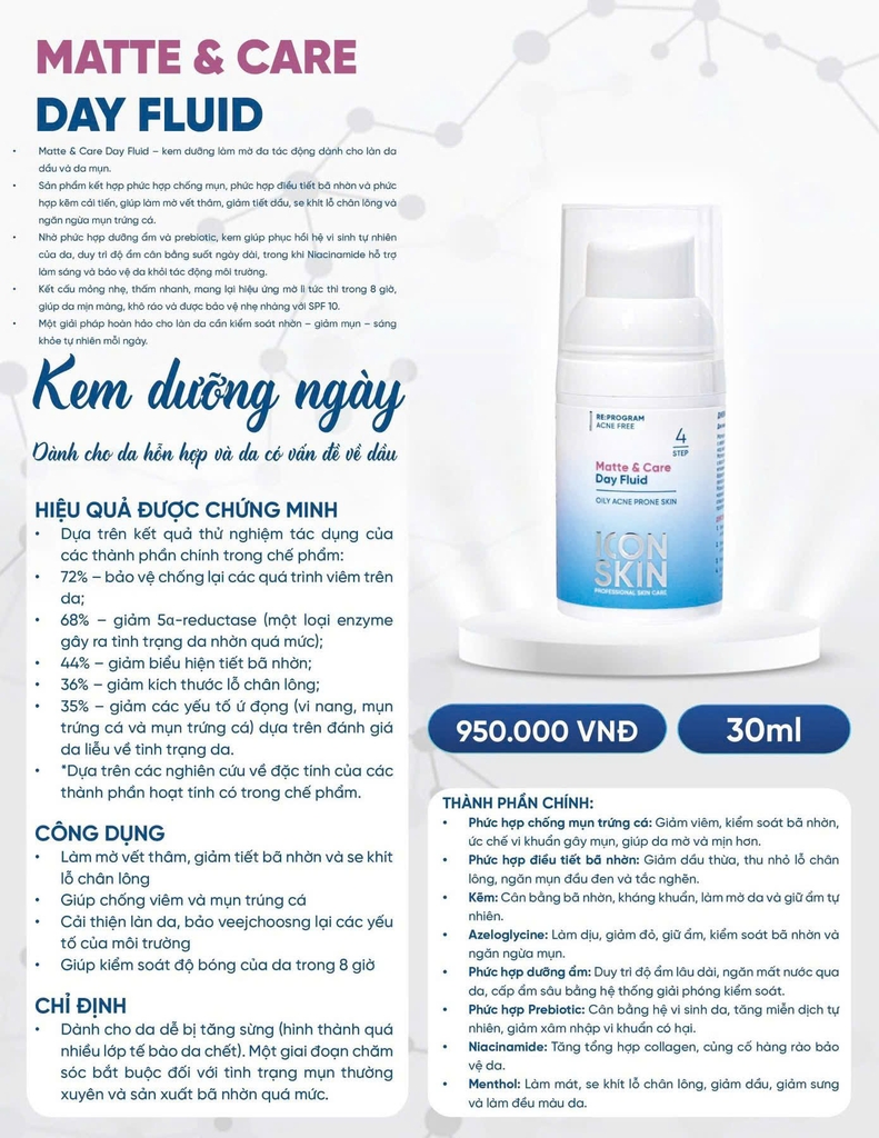 Kem dưỡng ngày ICON SKIN Day Fluid 30ml - cho da dầu mụn