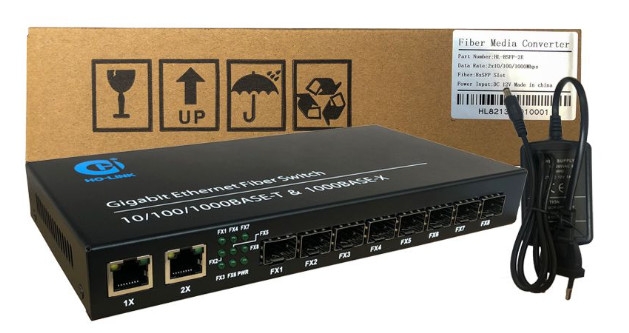 Switch quang 8 cổng SFP + 2 Cổng J45 Gigabit HO-LINK HL-8SFP-2E