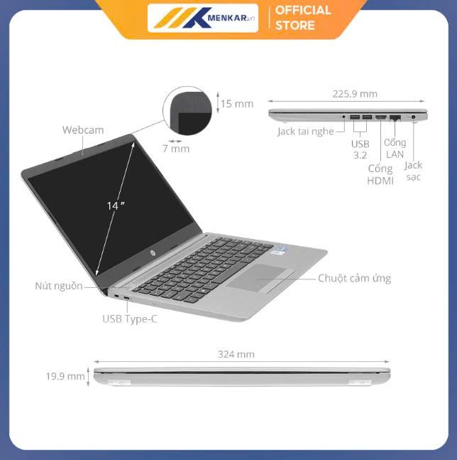 Laptop HP 240 G9 i3 1215U/8GB/512GB/Win11 (6L1X8PA)  - Bền bỉ cho công việc và học tập