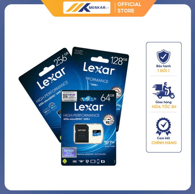 Thẻ nhớ MicroSD Lexar 32GB/ 64GB/128GB class 10 UHS-I - tốc độ100MB/s