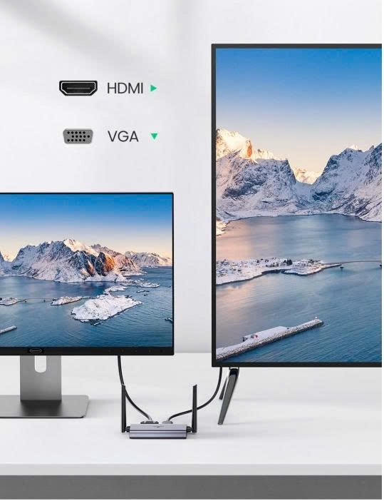 Bộ phát nhận tín hiệu HDMI+VGA không dây 50m 1080p@60hz sóng 5Ghz Ugreen 50633A cao cấp (vỏ nhôm)