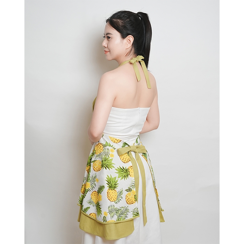 Tạp Dề Yếm Cổ  – Vải Linen Tự Nhiên – Tạp Dề Thời Trang Cao Cấp -  Dành Cho Mẹ&Bé - Màu Xanh Cốm & Vàng - Set MỘC TRÚC