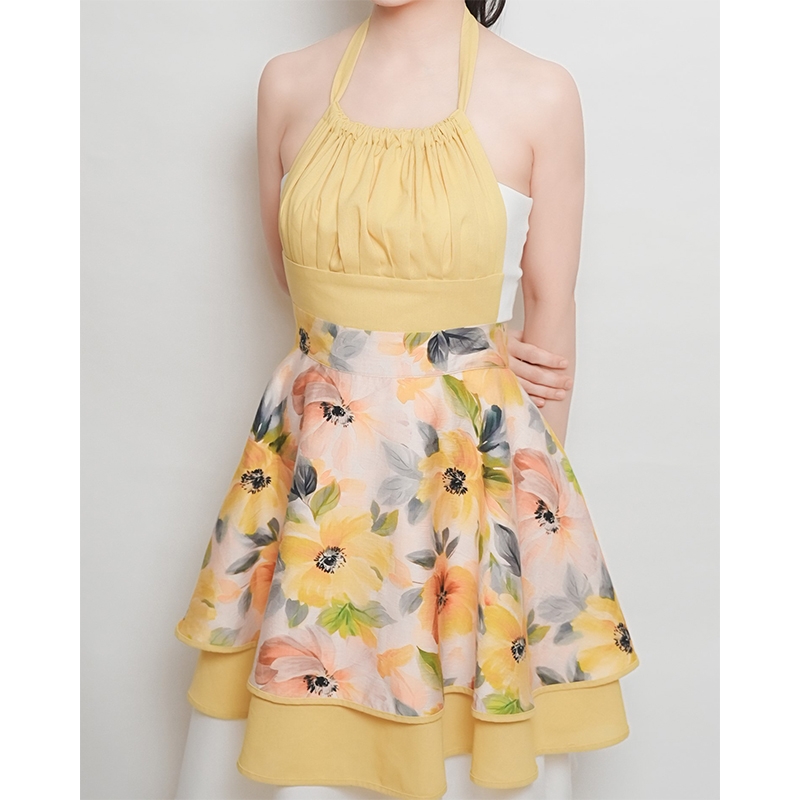 Tạp Dề Yếm Cổ  – Vải Linen Tự Nhiên – Tạp Dề Thời Trang Cao Cấp -  Dành Cho Mẹ&Bé - Màu Xanh Cốm & Vàng - Set MỘC TRÚC