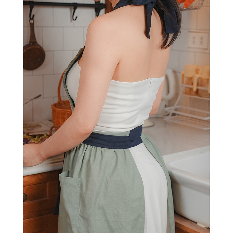 Tạp Dề Thiết Kế Tối Giản, Sang Trọng –  Tạp Dề Thời Trang Cao Cấp –  Màu Rêu Nhạt, Rêu Đậm, Tiêu, Tím Than - Set RÊU