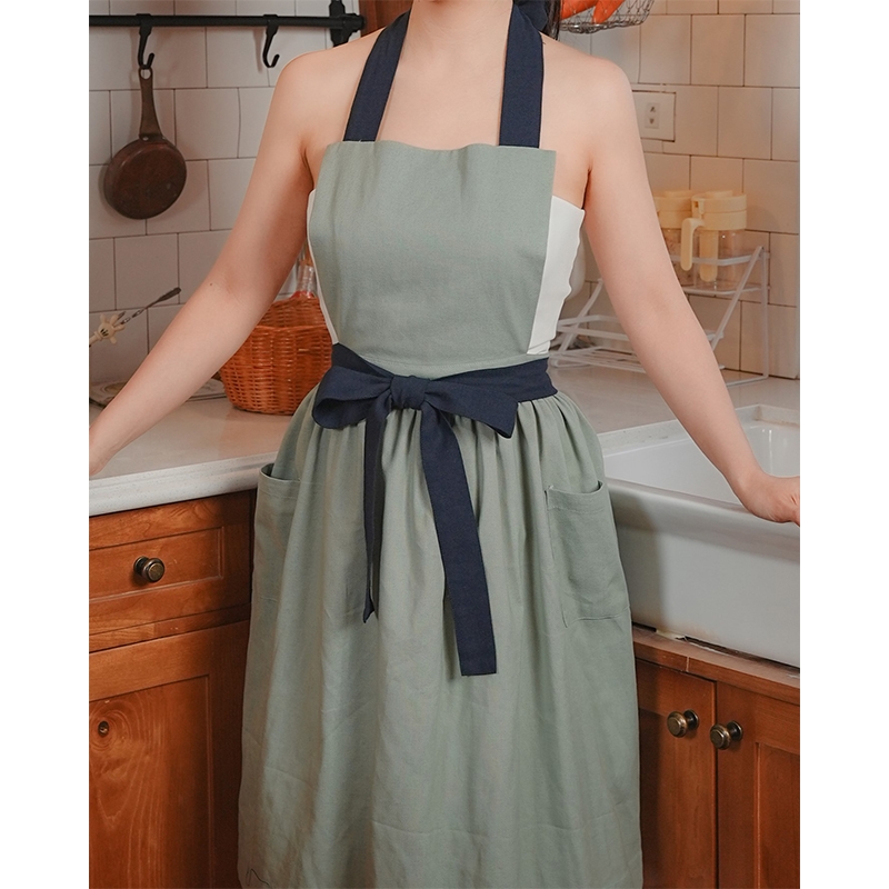 Tạp Dề Thiết Kế Tối Giản, Sang Trọng –  Tạp Dề Thời Trang Cao Cấp –  Màu Rêu Nhạt, Rêu Đậm, Tiêu, Tím Than - Set RÊU