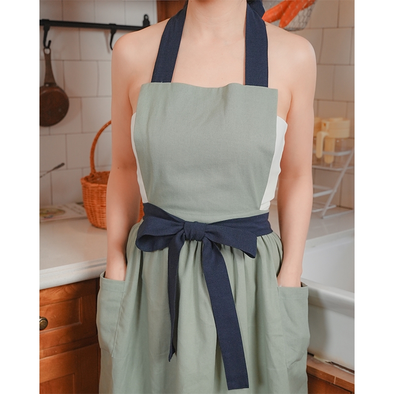 Tạp Dề Thiết Kế Tối Giản, Sang Trọng –  Tạp Dề Thời Trang Cao Cấp –  Màu Rêu Nhạt, Rêu Đậm, Tiêu, Tím Than - Set RÊU