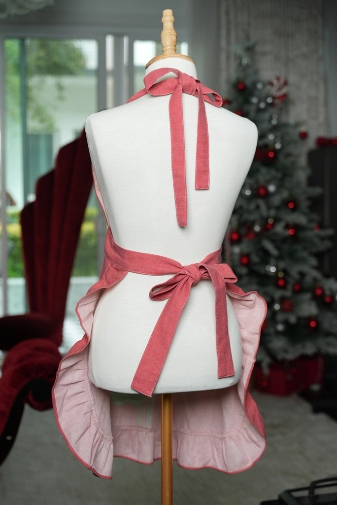 Tạp Dề Linen Sen Cam Đỏ – Set Mẹ&Bé - Nấu Ăn & Quà Tặng - Tết - Cá Nhân Hóa