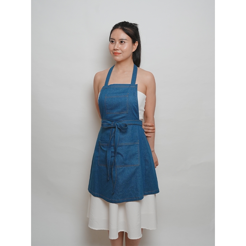 Tạp Dề Denim Cotton Hiện Đại – Tạp Dề Thời Trang Cao Cấp -  Dành Cho Mẹ Và Bé - Set ĐẬM