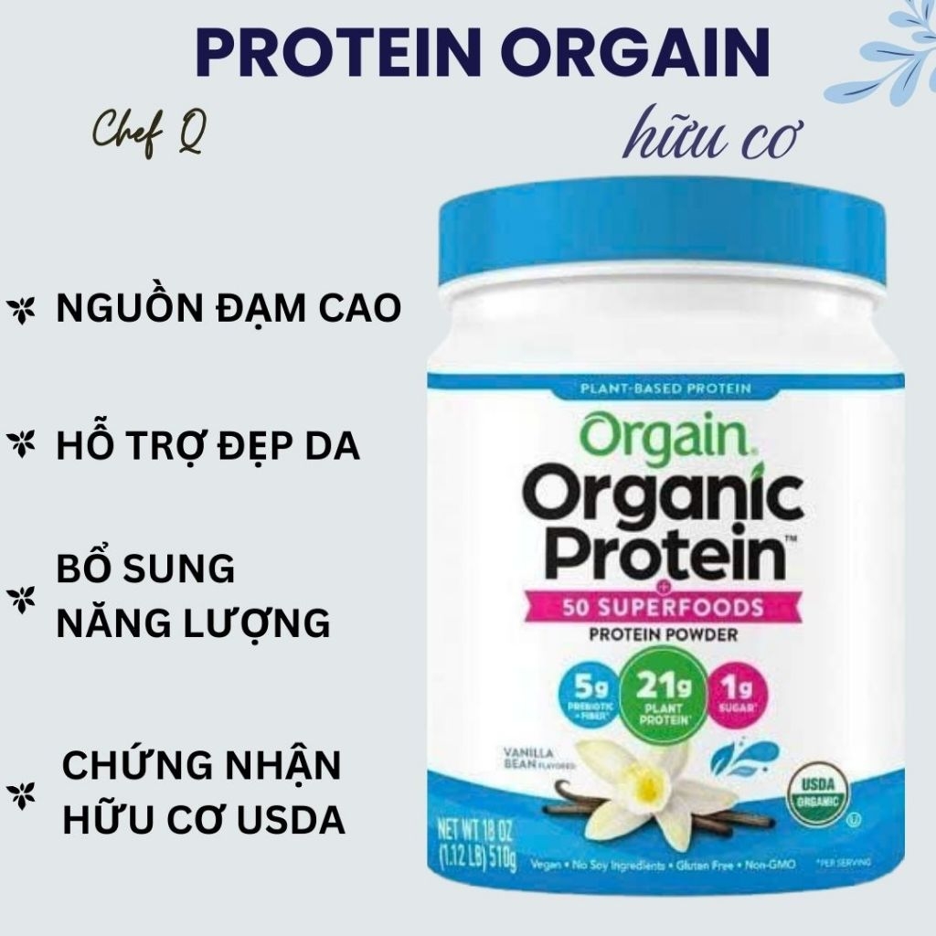 Bột Pha Protein Thực Vật Hữu Cơ Orgain - Có Vị & Không Vị