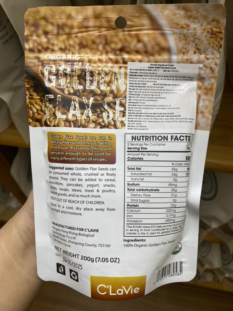 Hạt lanh vàng hữu cơ C'lavie