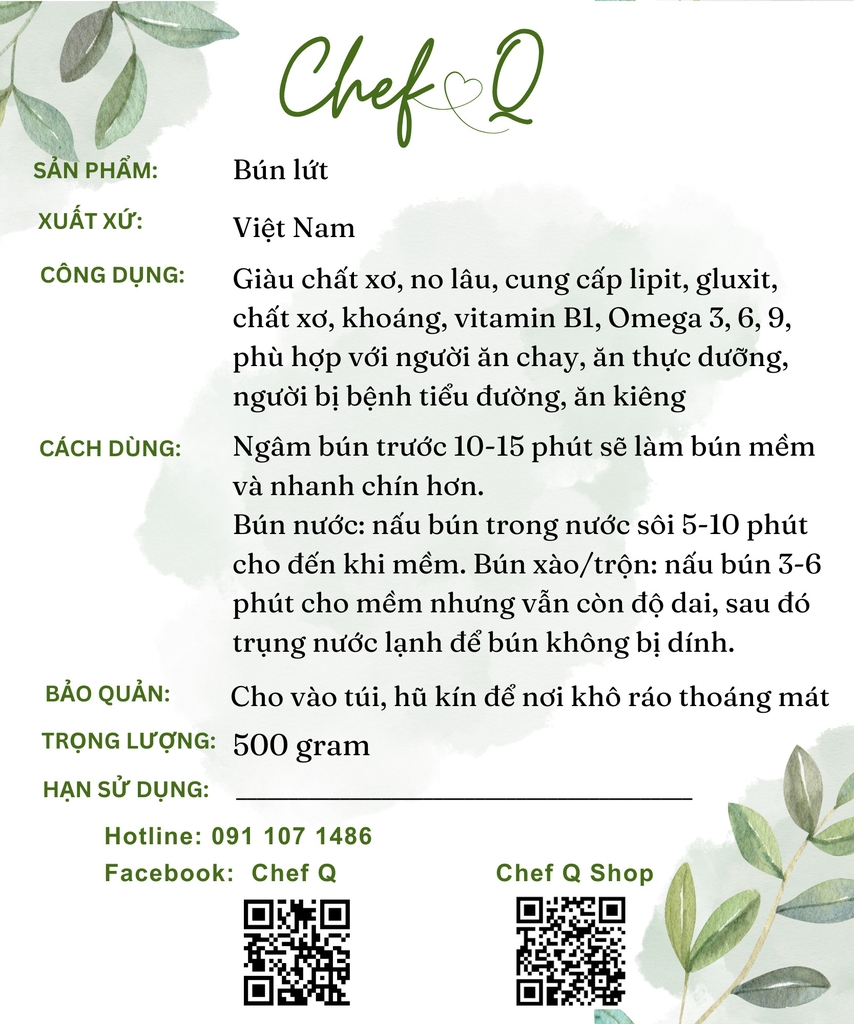 Bún lứt sạch, chất lượng cao