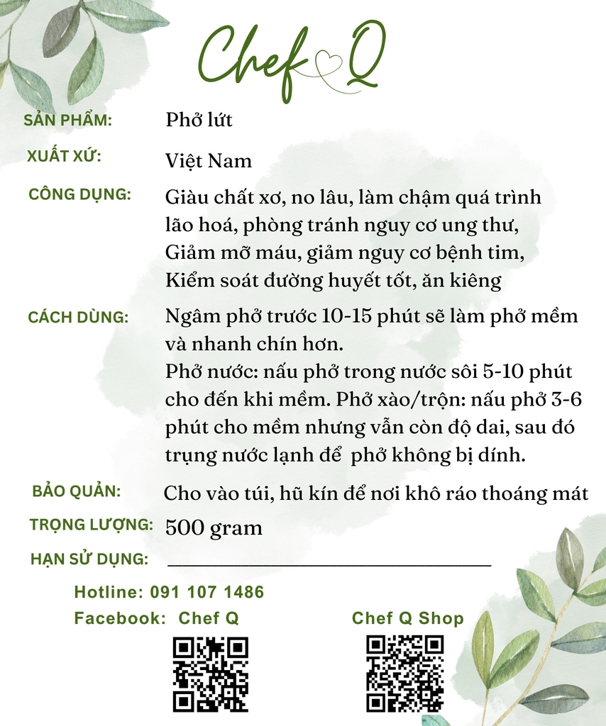 Phở lứt sạch, chất lượng cao