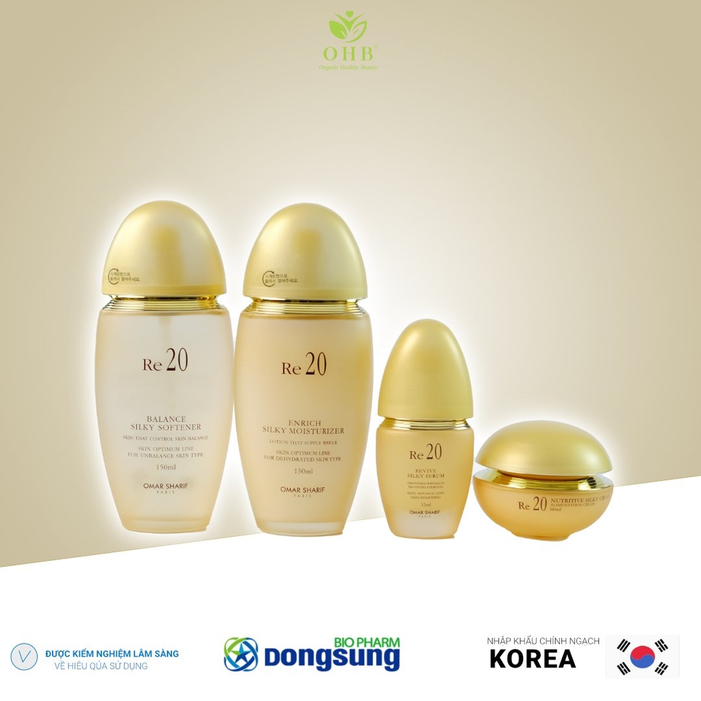 RE20 ENRICH Four-piece Set MADE IN KOREA (Softener: 150ml, Moisturizer: 150ml, Cream: 60ml, Serum: 32ml