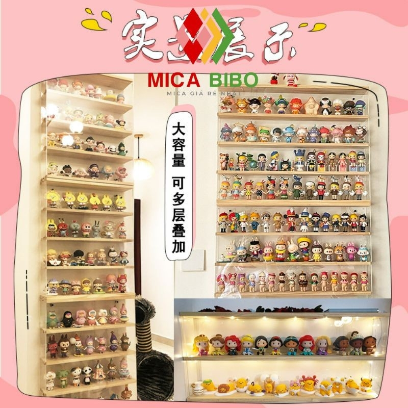Hộp đựng đồ trong suốt gắn tường, để bàn, Hộp đựng đồ trong suốt Popmart, Giá trưng bày popmart, Molly
