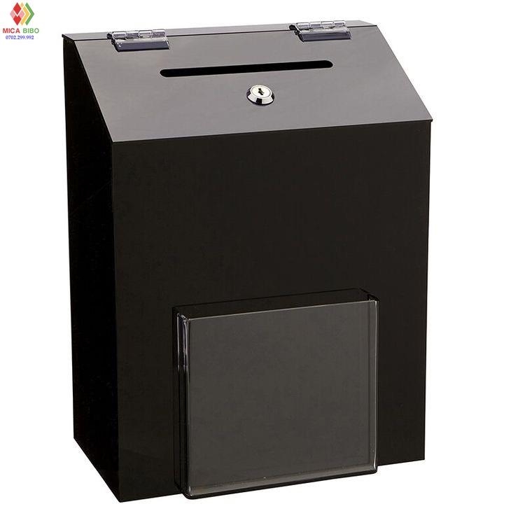 Hòm thư góp ý, hòm thư, thùng thư góp ý, thùng phiếu mica treo tường, tặng kèm ổ khóa, 2 miếng dán ốc vít treo tường