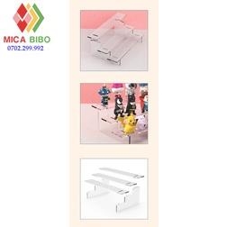 Kệ Mica lắp ghép trưng bày mô hình, quà tặng, nhiều tầng, dày 4mm, dài 20cm, rộng mỗi tầng 5cm, cao mỗi tầng 3cm