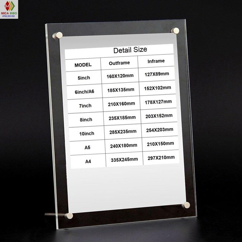 Khung ảnh mica để bàn A4 A5 A6 A7 B4 B5 B6