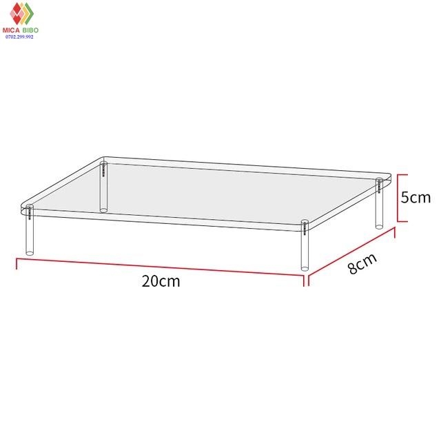 Kệ mica trưng bày nhiều tầng 20x8x5cm mỗi tầng - nhiều kích thước - nhiều màu