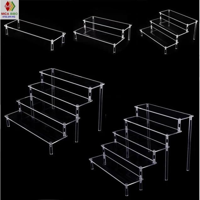 Kệ mica trưng bày nhiều tầng 20x8x5cm mỗi tầng - nhiều kích thước - nhiều màu
