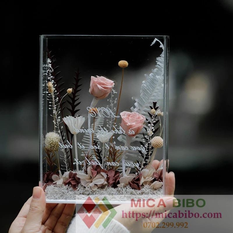 Hộp mica quà tặng hoa, đựng hoa, trang trí sản phẩm, trưng bày Bánh, trái cây, nắp đậy hít nam châm, nhiều kích thước
