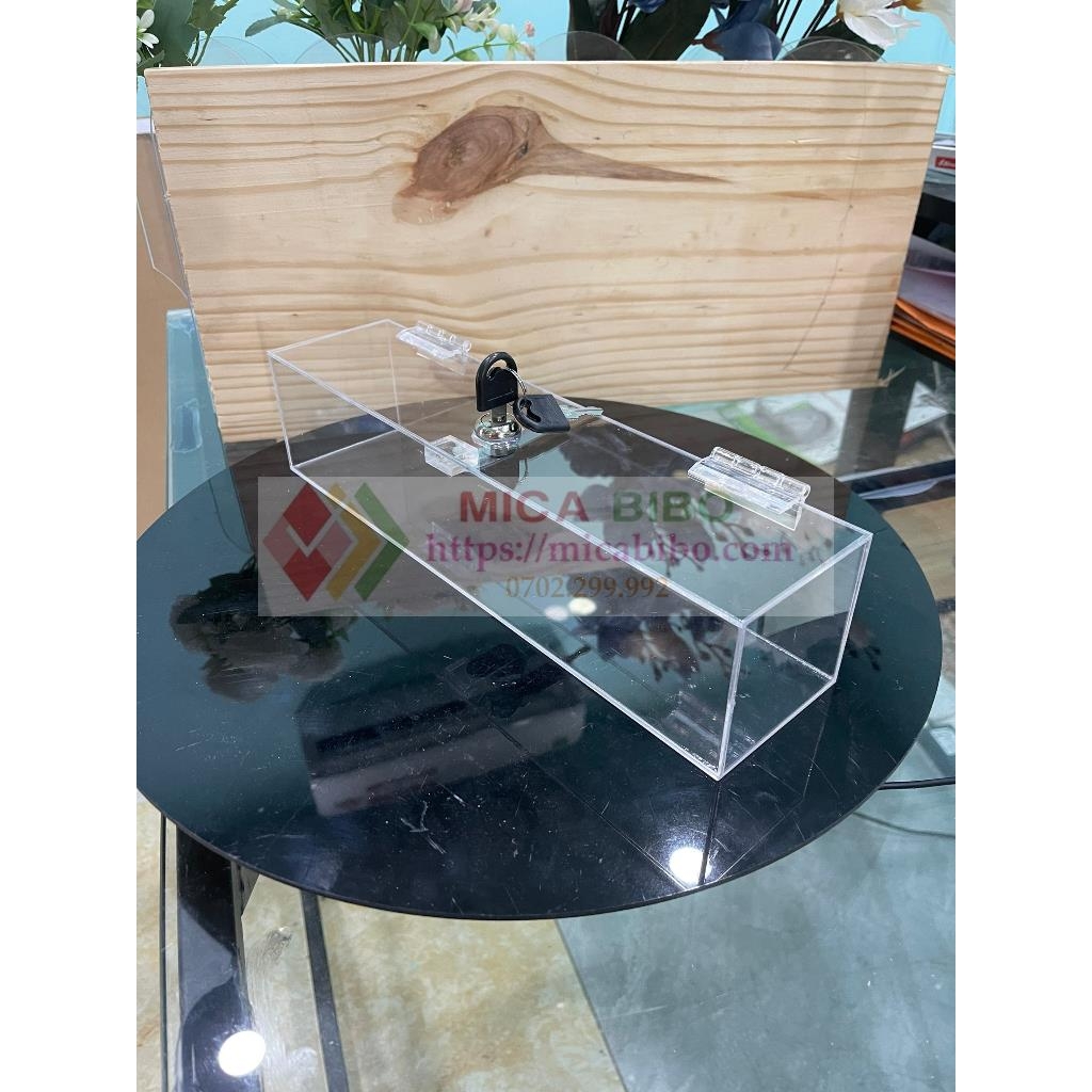 Hộp mica có nắp kèm ổ khóa, hộp đựng thực phẩm, cất giữ trang sức, nhiều kích thước