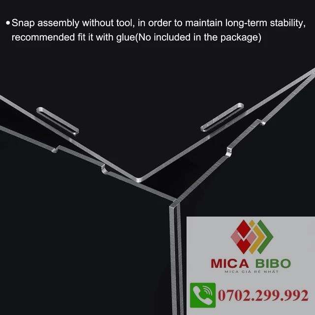 Hộp mica 25x10x15cm (DxRxC), lắp ghép