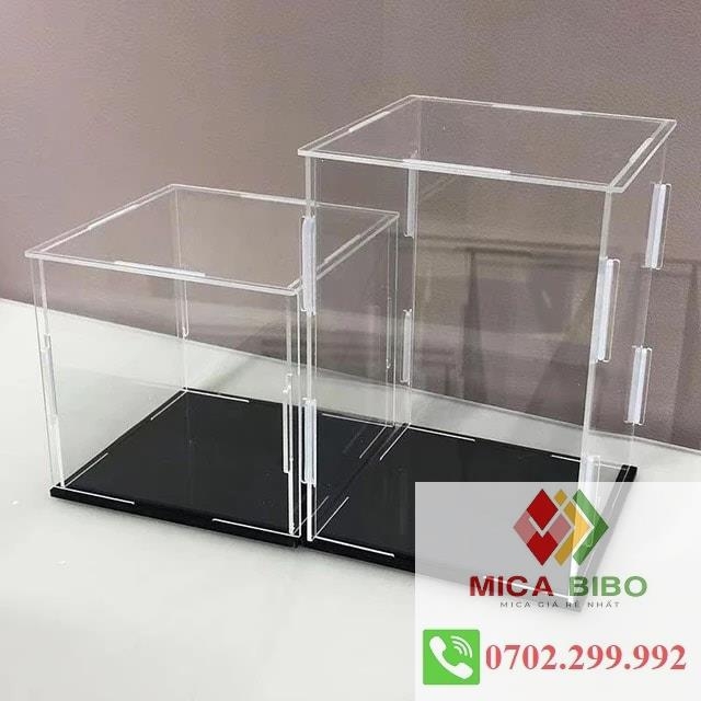 55 Size, dày 3mm, Hộp Mica trưng bày sản phẩm mô hình, đồ sưu tầm, chống bụi, dạng lắp ráp