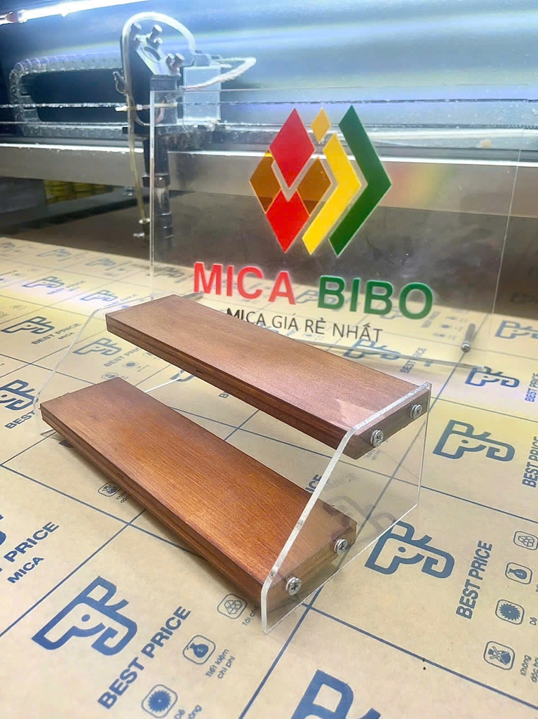 Kệ Gỗ Kết Hợp Mica Trưng Bày Mô Hình Mỹ Phẩm Nước Hoa  7 Tầng