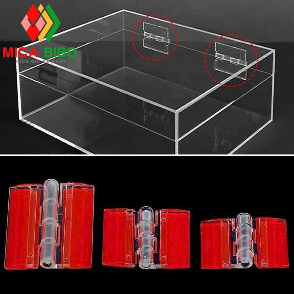 Bản lề mica, bản lề cửa mica, nhiều kích thước, dùng làm hộp mica, thùng phiếu.