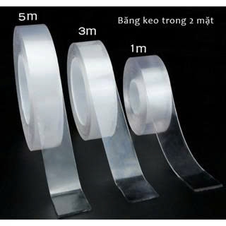 Băng keo 2 mặt trong suốt Nano siêu dính, nhiều kích thước độ dày từ 1mm - 2mm