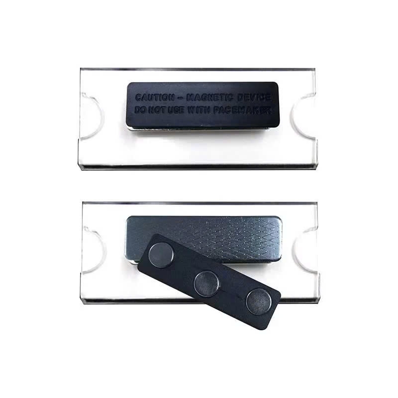 Bảng tên Mica Nam châm - Ghim cài, Thẻ tên mica đeo ngực, Bảng tên nhân viên cài áo, Mica trong suốt, 70x25mm