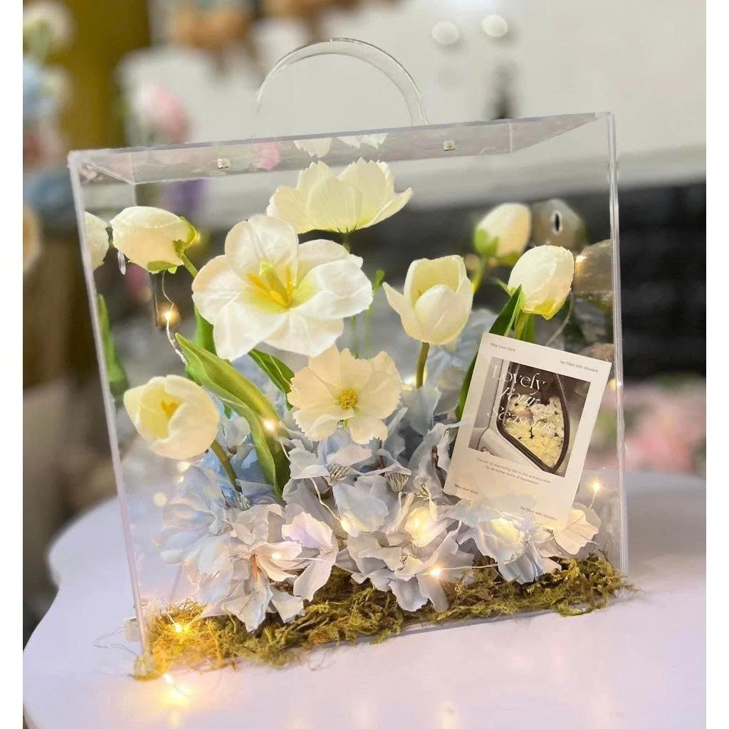 Vali Hoa - Hộp Quà Tặng Mica Trong Suốt - Quà Tết - nhiều Kích Thước