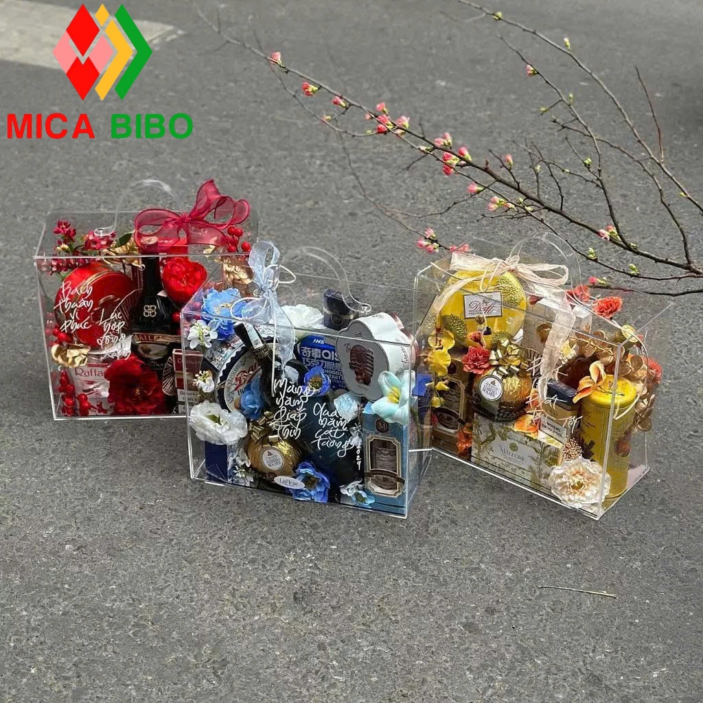Vali Hoa - Hộp Quà Tặng Mica Trong Suốt - Quà Tết - nhiều Kích Thước