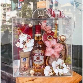 Vali Hoa - Hộp Quà Tặng Mica Trong Suốt - Quà Tết - nhiều Kích Thước