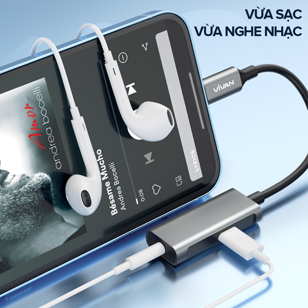 Đầu chuyển Vivan VAL01 lightning sang jack 3.5mm và lightning