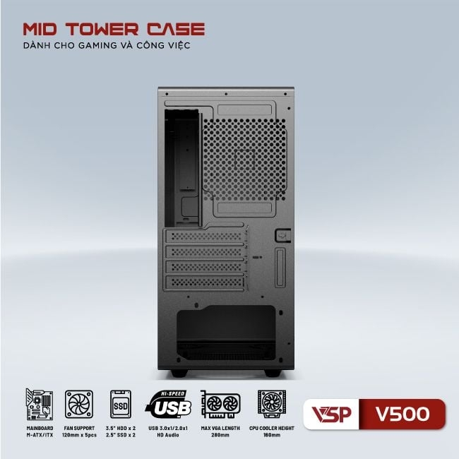 VỎ CASE VSP V500 - (MATX/MID TOWER)
