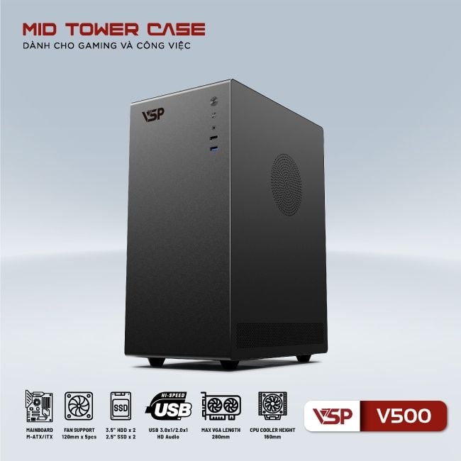 VỎ CASE VSP V500 - (MATX/MID TOWER)