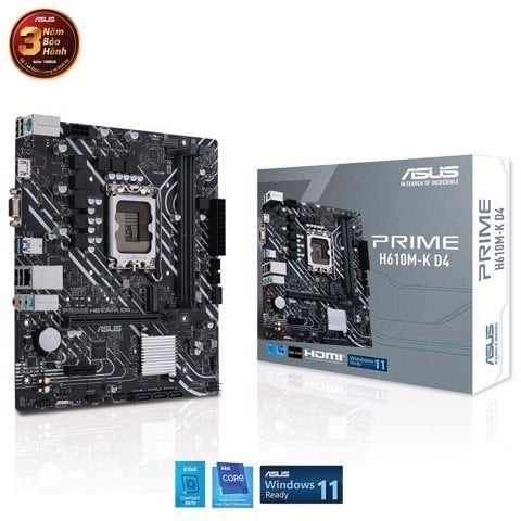 Bo Mạch Chủ Asus Prime H610M-K D4 (Micro-ATX/ LGA1700/ DDR4/ VGA+HDMI)