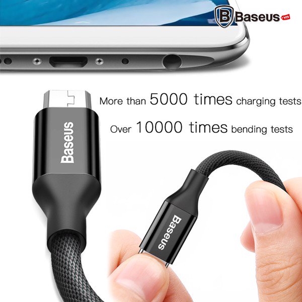 Cáp sạc nhanh, siêu bền Baseus Micro USB Yiven Series cho Smartphone Android Samsung/ Xiaomi/ Oppo/ Asus/ Huawei (2A, Quick charge 3.0)