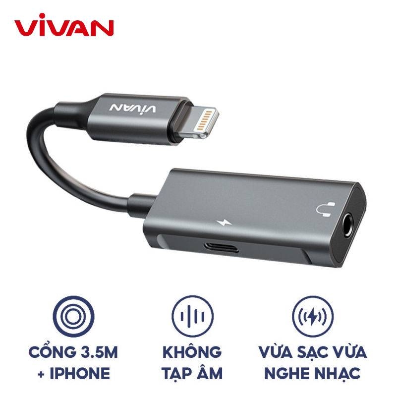 Đầu chuyển Vivan VAL01 lightning sang jack 3.5mm và lightning