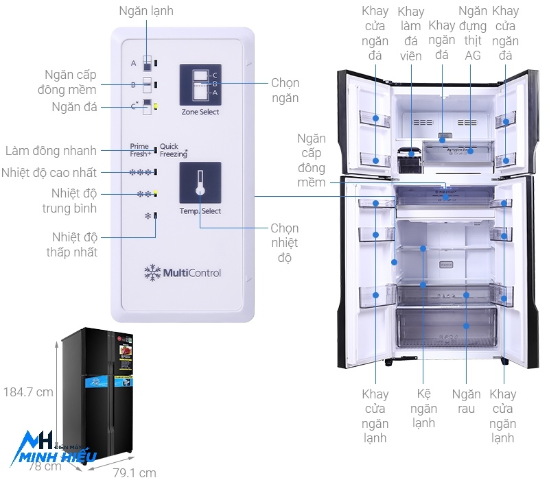 Tủ Lạnh Panasonic 4 Cánh 550 Lít NR-DZ601VGKV