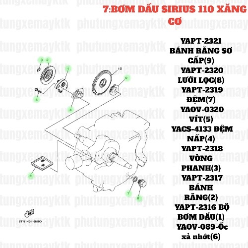 [SIRC][7:BƠM DẦU] YAPT-2320 LƯỚI LỌC SIRIUS RC-T110LE (8), SIRIUS FI [7:BƠM(5)] [Yamaha]