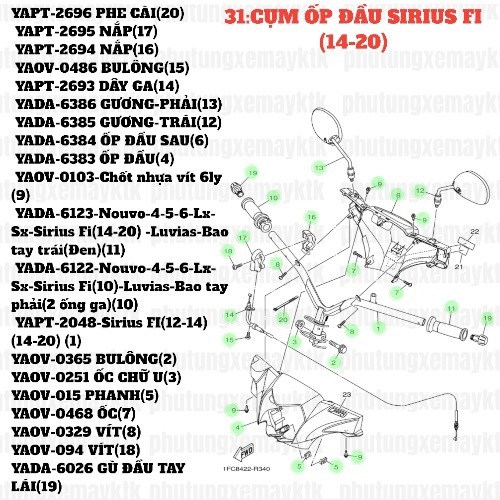 [SIR][31:CỤM ỐP ĐẦU] YADA-6384 ỐP ĐẦU SAU SIRIUS-FI(14-20) (6) [Yamaha]