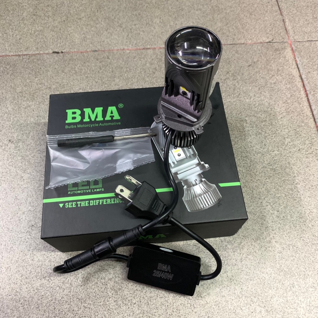 [Chính hãng led BMA] PHA LED BI CẦU XE MÁY R03-H4-BMA-DPL SÁNG TRẮNG(25/40W-3000lm).