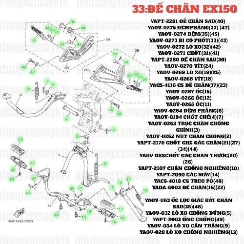 [EX15][33:ĐẾCHÂN] YAOV-0263 TRỤC CHÂN CHỐNG CHÍNH EX15 (15-18) (3)-[Yamaha], EX155 [33:ĐẾ(3)]