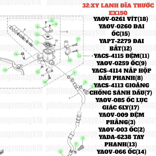 [EX15][32:XI LANH PHANH ĐĨA TRƯỚC] YAOV-003 BU LÔNG EX15 (15-18) (2) [34:XY(27)], SIRIUS RC [32:XI(2)]-[Yamaha], EX155 [32:XI(2)], SIRIUS FI [32:XI(2)]. NVX155_V1 [32:(16)(19)]