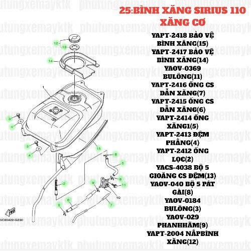 [SIRC][25:BÌNH XĂNG] YACS-4038 BỘ 5 GIOĂNG CS ĐỆM SIRIUS RC-T110LE (13)-[Yamaha]