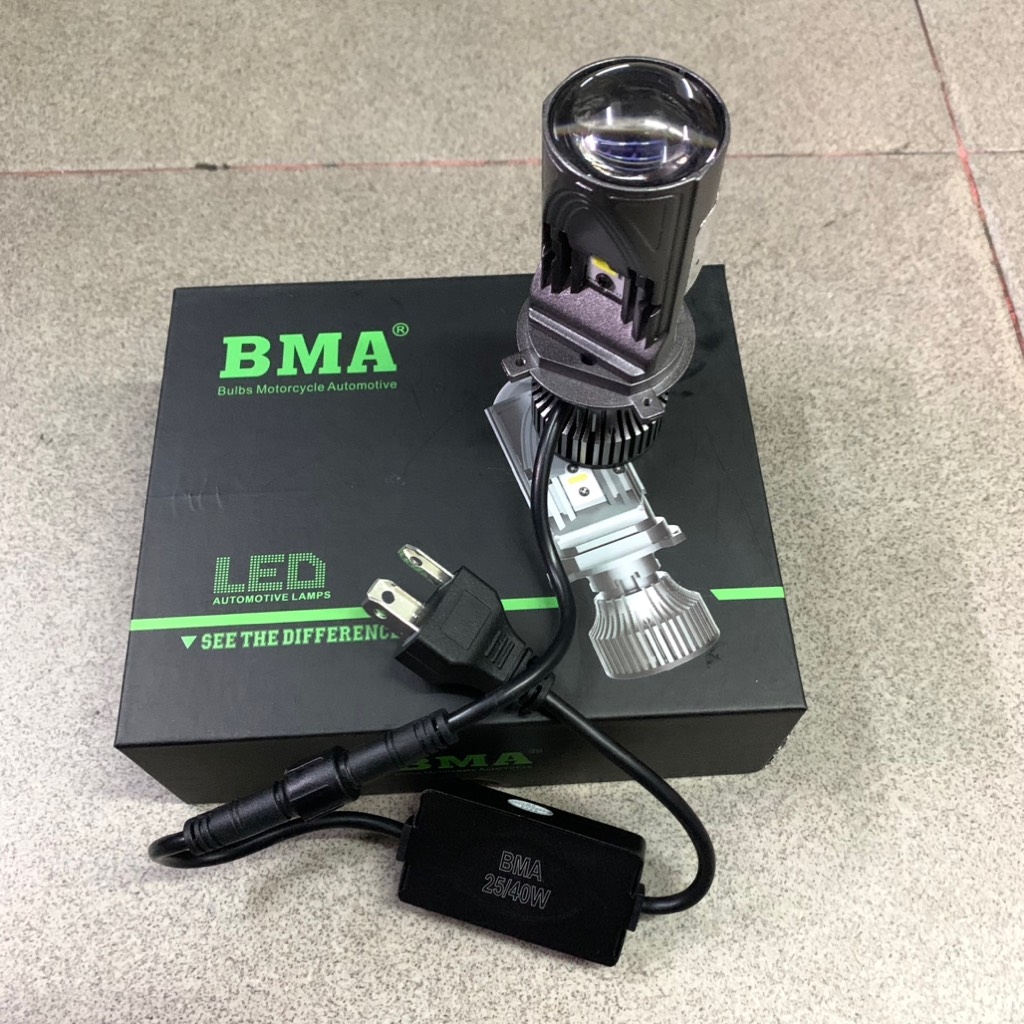[Chính hãng led BMA] PHA LED BI CẦU XE MÁY R03-H4-BMA-DPL SÁNG TRẮNG(25/40W-3000lm).