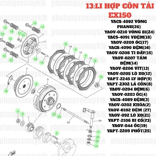 [EX15][13:LI HỢP CÔN TẢI] YAOV-0210 VÒNG BI EX15 (15-18) (24)-[Yamaha]