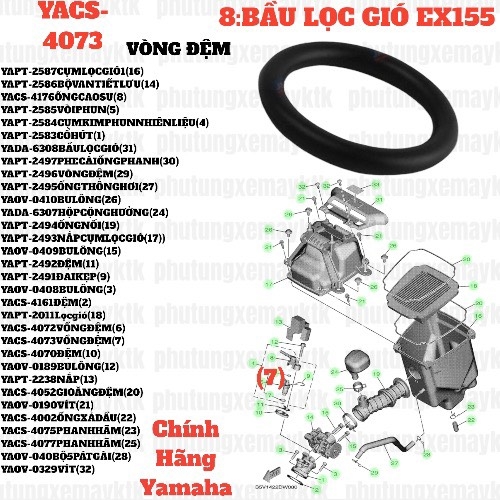 [EX15][8:BẦU LỌC GIÓ] YACS-4073 VỒNG ĐỆM EX15 (15-18) (9). EX155 [8:BẦU(7)] , NVX155_V1 [8:BẦU(10)]